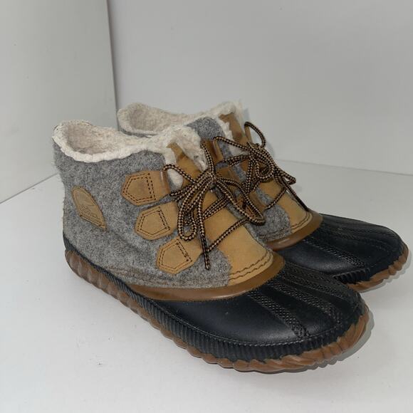 Sorel Out 'N About NL3150-052 Duck Boots Gray Black Women's Size 8 Lace Up - Picture 1 of 13